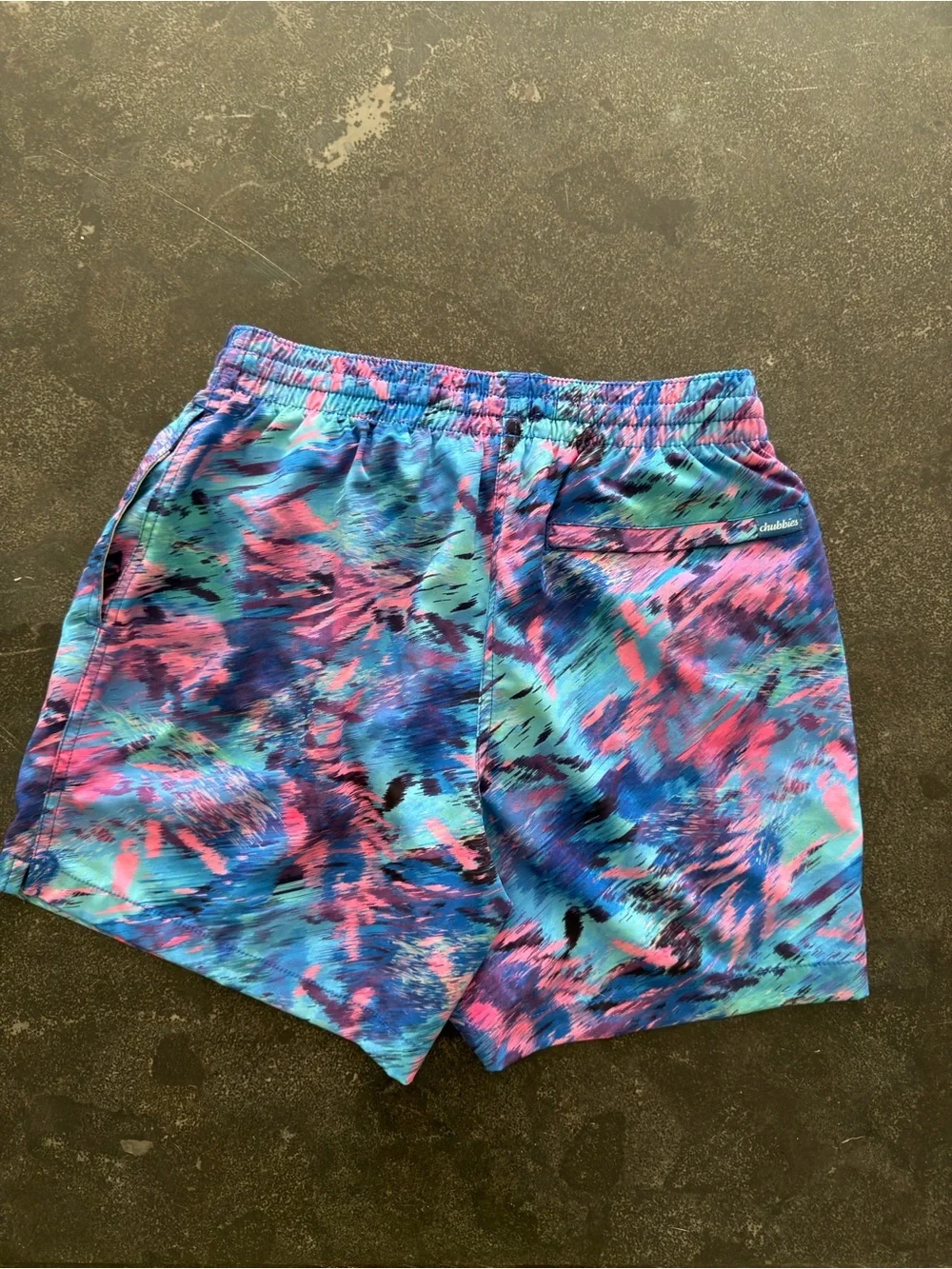 chubbies Multicolor Blue Pink Abstract Swim Shorts